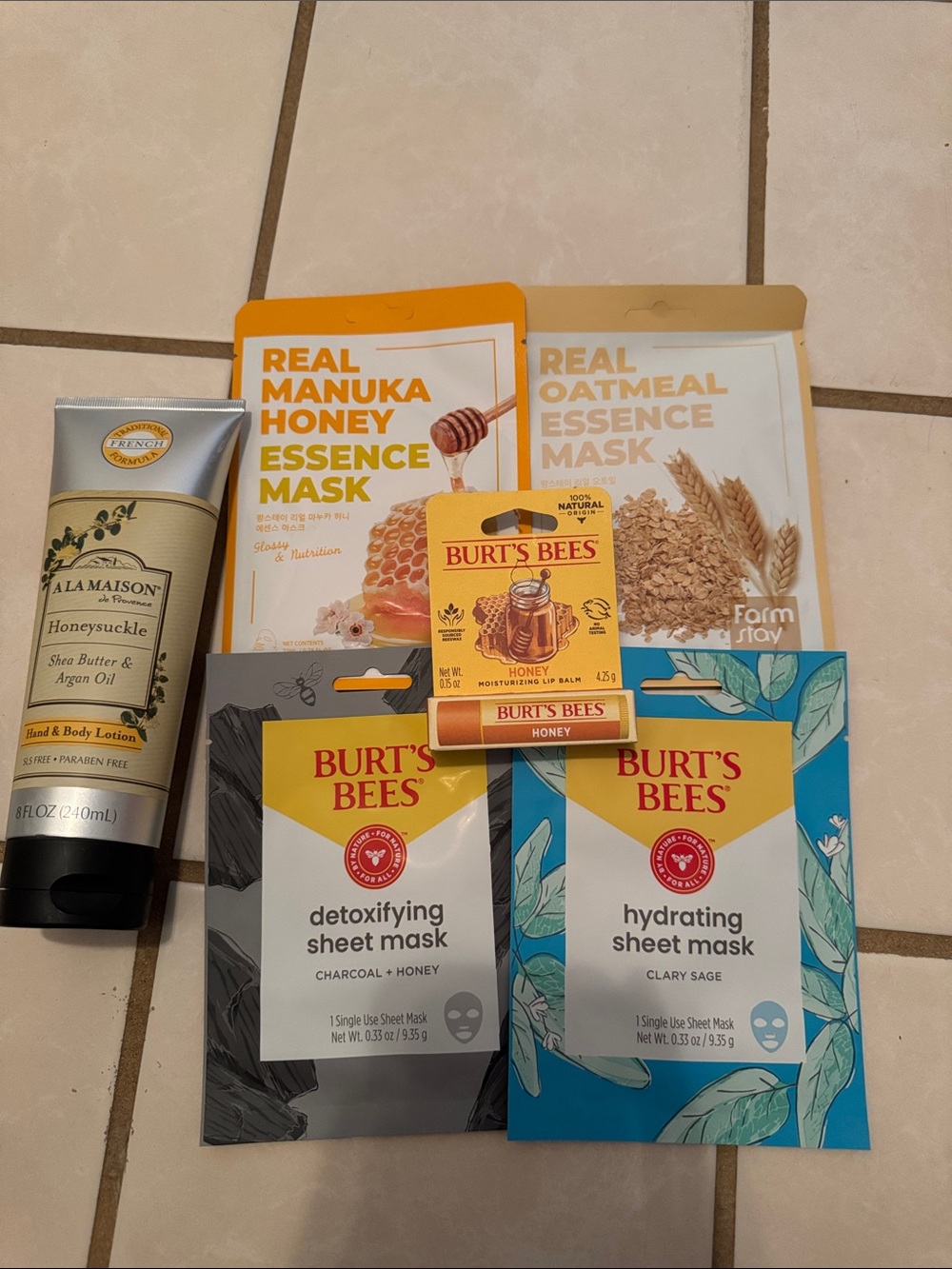 Burt's Bees Honey Lip Balm & Sheet Mask Set - Yellow, Blue, White, Black
